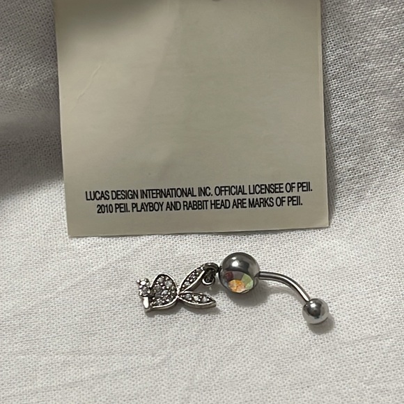 PLAYBOY Navel Ring Clear Rhinestones Silver, 14G, 316L - Item# B09389424 - Picture 13 of 17